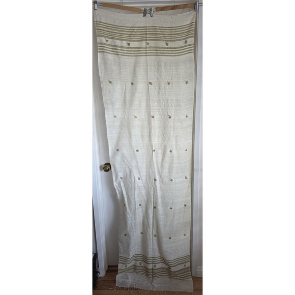 Tribes India Other - Tribes India Stole White Tan Unisex Wrap Shawl Scarf Boho Bohemian Neck
